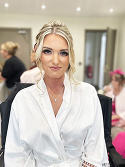 Natural bridal makeup on Abi on her wedding morning