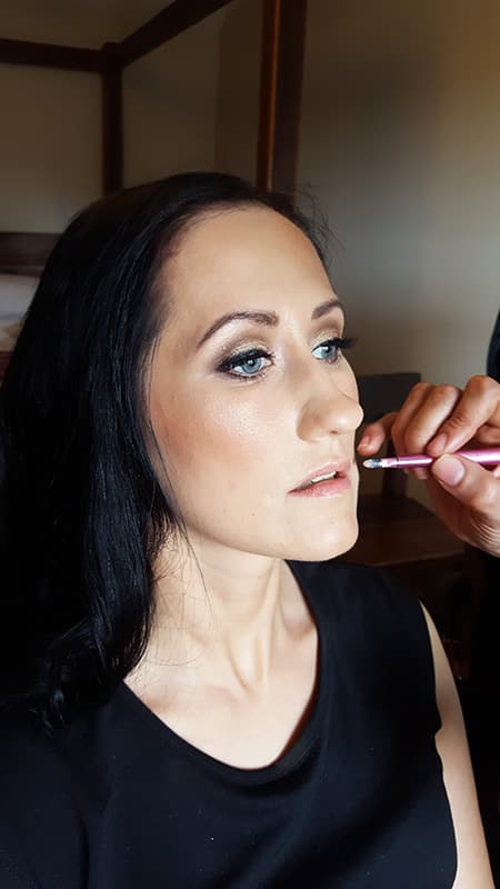 Close-up of flawless bridal foundation and glow