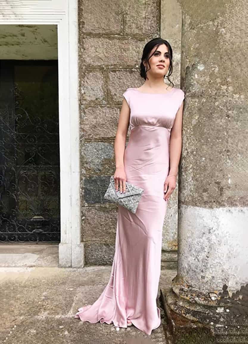 Beautiful Lydia in her silk prom dress with natural makeup